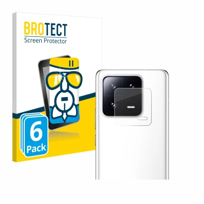 Parte frontale di una confezione del prodotto con il logo del marchio BROTECT. Accanto è raffigurato il dispositivo Xiaomi 13 