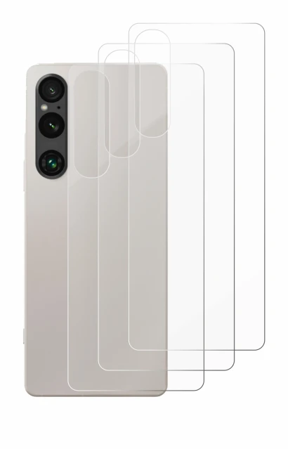 Immagine del dispositivo Sony Xperia 1 V (Posteriore) con un'ampia varietà di protezioni per lo schermo.