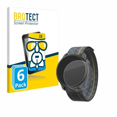 Parte frontale di una confezione del prodotto con il logo del marchio BROTECT. Accanto è raffigurato il dispositivo Coros Pace