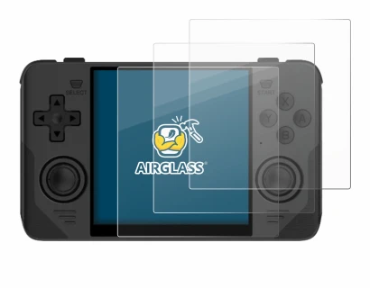 Immagine del dispositivo Powkiddy RGB30 con un'ampia varietà di protezioni per lo schermo.