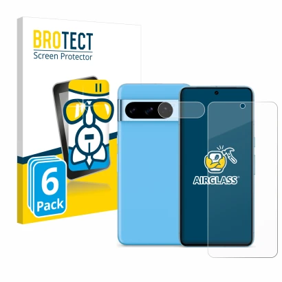 Parte frontale di una confezione del prodotto con il logo del marchio BROTECT. Accanto è raffigurato il dispositivo Google Pix