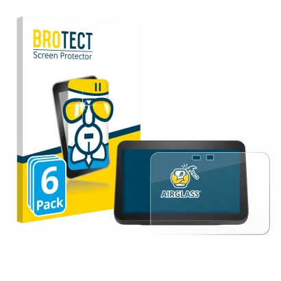 Parte frontale di una confezione del prodotto con il logo del marchio BROTECT. Accanto è raffigurato il dispositivo Amazon Ech