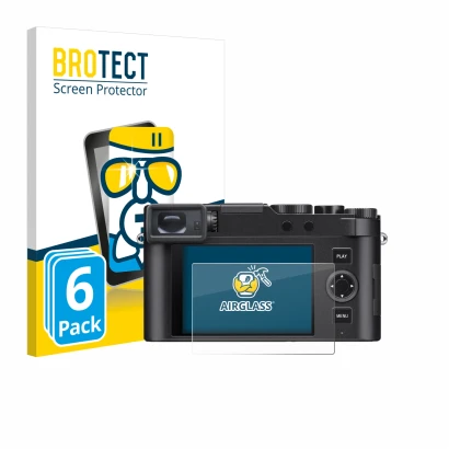 Parte frontale di una confezione del prodotto con il logo del marchio BROTECT. Accanto è raffigurato il dispositivo Leica D-Lu