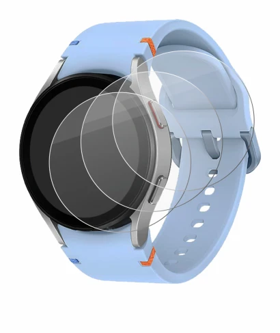 Immagine del dispositivo Samsung Galaxy Watch FE con un'ampia varietà di protezioni per lo schermo.