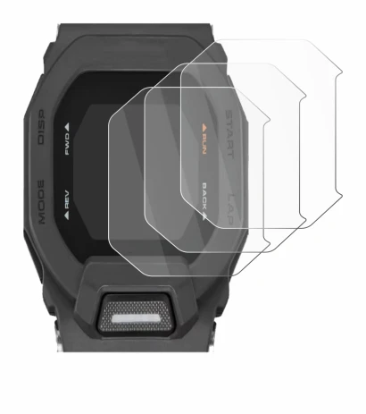 Immagine del dispositivo Casio G-Shock GBD-200 con un'ampia varietà di protezioni per lo schermo.