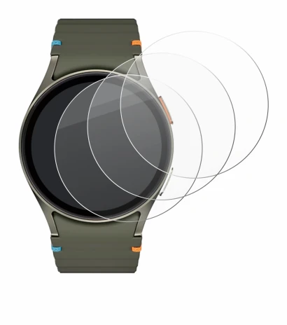 Immagine del dispositivo Samsung Galaxy Watch 7 (40 mm) con un'ampia varietà di protezioni per lo schermo.