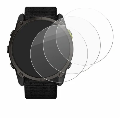 Immagine del dispositivo Garmin Enduro 3 con un'ampia varietà di protezioni per lo schermo.