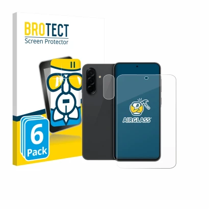 Parte frontale di una confezione del prodotto con il logo del marchio BROTECT. Accanto è raffigurato il dispositivo Samsung Ga