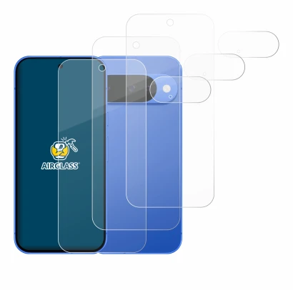 Immagine del dispositivo Google Pixel 10 (Fronte+Fotocamera) con un'ampia varietà di protezioni per lo schermo.