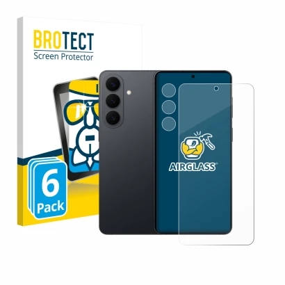 Parte frontale di una confezione del prodotto con il logo del marchio BROTECT. Accanto è raffigurato il dispositivo Samsung Ga