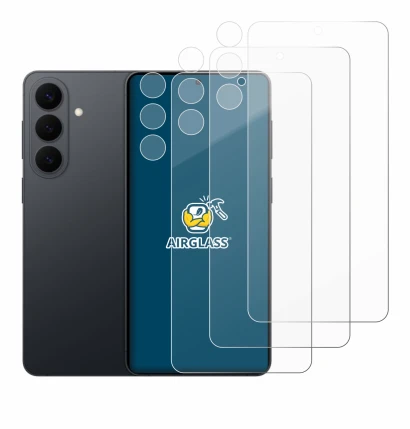 Immagine del dispositivo Samsung Galaxy S26 Plus (Fronte+Fotocamera) con un'ampia varietà di protezioni per lo schermo.