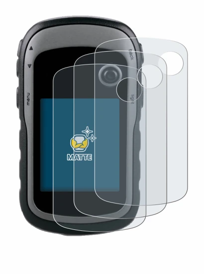 Immagine del dispositivo Garmin eTrex 30x con un'ampia varietà di protezioni per lo schermo.