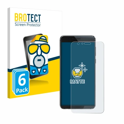 Parte frontale di una confezione del prodotto con il logo del marchio BROTECT. Accanto è raffigurato il dispositivo Honor 8 co