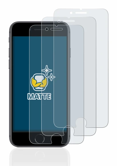 Immagine del dispositivo Apple iPhone 8 con un'ampia varietà di protezioni per lo schermo.