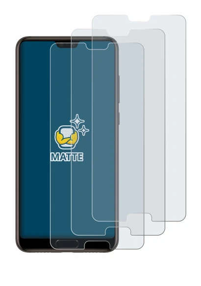 Immagine del dispositivo Huawei P20 con un'ampia varietà di protezioni per lo schermo.
