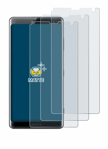 Immagine del dispositivo Sony Xperia XZ3 con un'ampia varietà di protezioni per lo schermo.