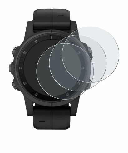 Immagine del dispositivo Garmin Fenix 5S Plus (42 mm) con un'ampia varietà di protezioni per lo schermo.
