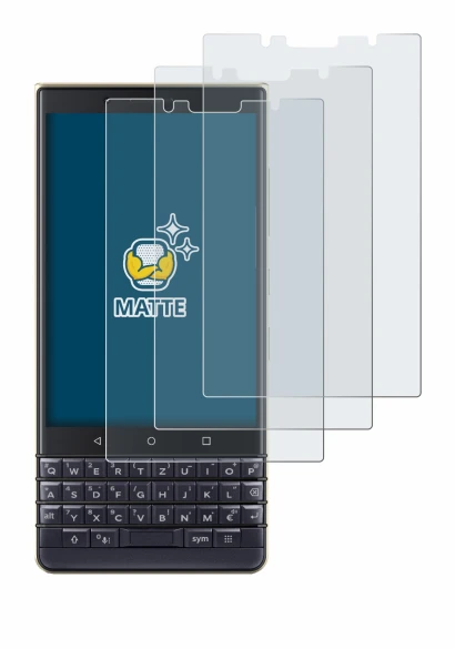 Immagine del dispositivo BlackBerry Key2 LE con un'ampia varietà di protezioni per lo schermo.