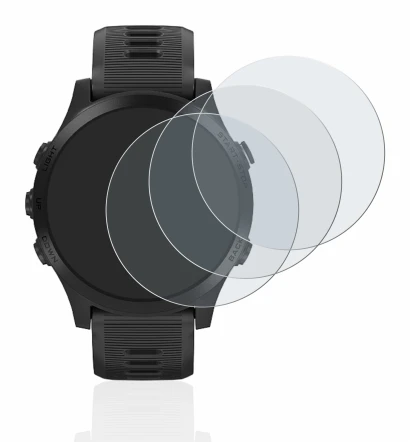 Immagine del dispositivo Garmin Forerunner 945 con un'ampia varietà di protezioni per lo schermo.