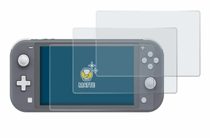 Immagine del dispositivo Nintendo Switch Lite con un'ampia varietà di protezioni per lo schermo.