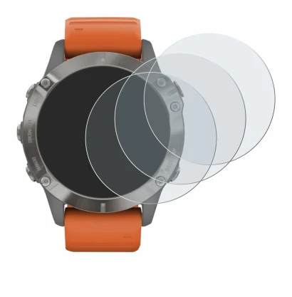 Immagine del dispositivo Garmin Fenix 6 Pro Solar con un'ampia varietà di protezioni per lo schermo.