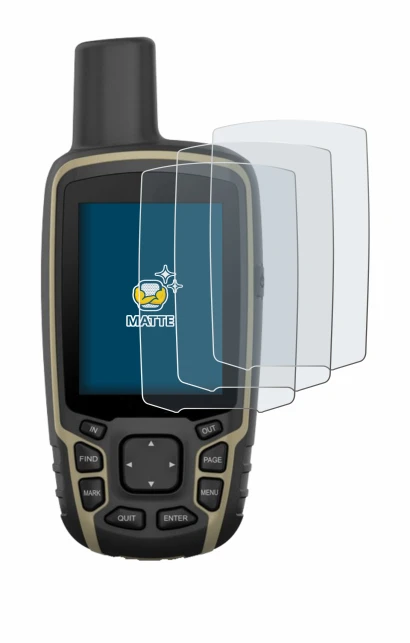 Immagine del dispositivo Garmin GPSMAP 65s con un'ampia varietà di protezioni per lo schermo.