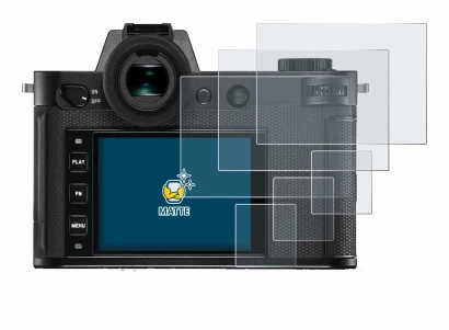 Immagine del dispositivo Leica SL2-S con un'ampia varietà di protezioni per lo schermo.