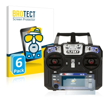 Parte frontale di una confezione del prodotto con il logo del marchio BROTECT. Accanto è raffigurato il dispositivo FlySky FS-