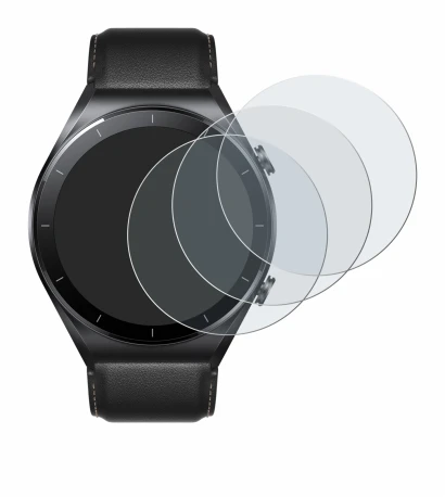 Immagine del dispositivo Xiaomi Watch S1 con un'ampia varietà di protezioni per lo schermo.