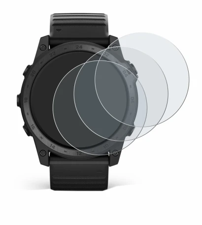 Immagine del dispositivo Garmin Tactix 7 Pro con un'ampia varietà di protezioni per lo schermo.