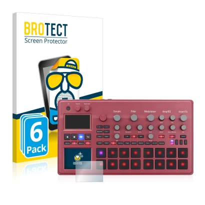 Parte frontale di una confezione del prodotto con il logo del marchio BROTECT. Accanto è raffigurato il dispositivo KORG elect