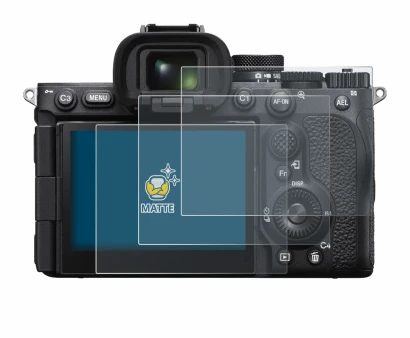 Immagine del dispositivo Sony Alpha 7R V con un'ampia varietà di protezioni per lo schermo.