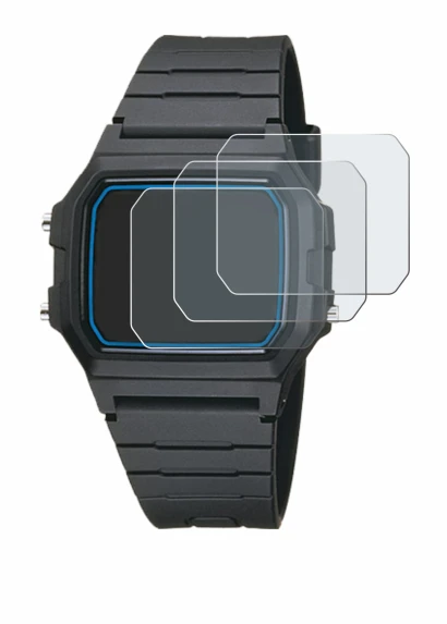 Immagine del dispositivo Casio F-105W-1AWYEF con un'ampia varietà di protezioni per lo schermo.