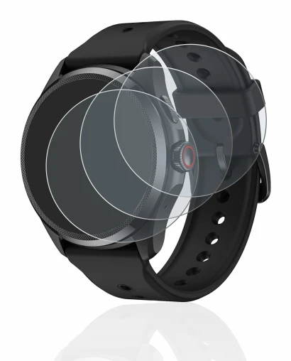 Immagine del dispositivo Mobvoi TicWatch Pro 5 con un'ampia varietà di protezioni per lo schermo.