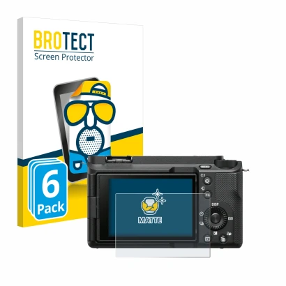 Parte frontale di una confezione del prodotto con il logo del marchio BROTECT. Accanto è raffigurato il dispositivo Sony Alpha