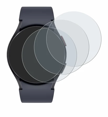 Immagine del dispositivo Samsung Galaxy Watch 6 (44 mm) con un'ampia varietà di protezioni per lo schermo.