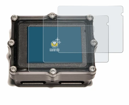 Immagine del dispositivo Shearwater Petrel 2 dive computer con un'ampia varietà di protezioni per lo schermo.
