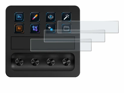 Immagine del dispositivo Elgato Stream Deck + con un'ampia varietà di protezioni per lo schermo.