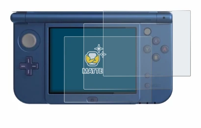 Immagine del dispositivo Nintendo New 3DS XL (Display inferiore) con un'ampia varietà di protezioni per lo schermo.