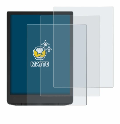 Immagine del dispositivo PocketBook InkPad Color 3 con un'ampia varietà di protezioni per lo schermo.