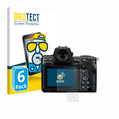 Parte frontale di una confezione del prodotto con il logo del marchio BROTECT. Accanto è raffigurato il dispositivo Nikon Z 8