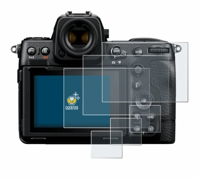 Immagine del dispositivo Nikon Z 8 (Display + display a spalla) con un'ampia varietà di protezioni per lo schermo.