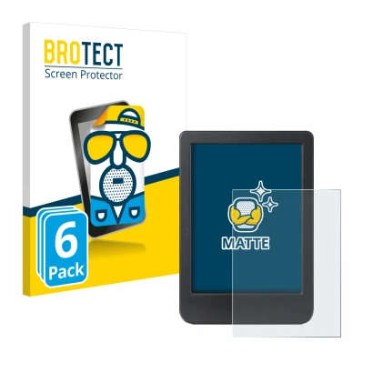 Parte frontale di una confezione del prodotto con il logo del marchio BROTECT. Accanto è raffigurato il dispositivo Kobo Clara