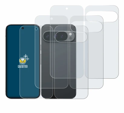 Immagine del dispositivo Google Pixel 9 Pro (Fronte+Retro) con un'ampia varietà di protezioni per lo schermo.