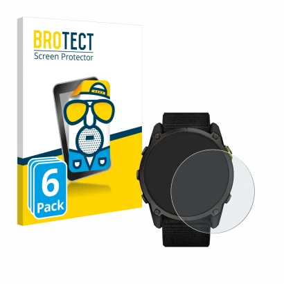 Parte frontale di una confezione del prodotto con il logo del marchio BROTECT. Accanto è raffigurato il dispositivo Garmin End