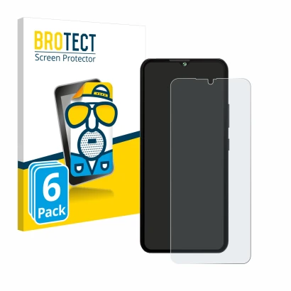Parte frontale di una confezione del prodotto con il logo del marchio BROTECT. Accanto è raffigurato il dispositivo Cubot A10