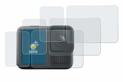 Immagine del dispositivo GoPro Hero 13 Black con un'ampia varietà di protezioni per lo schermo.