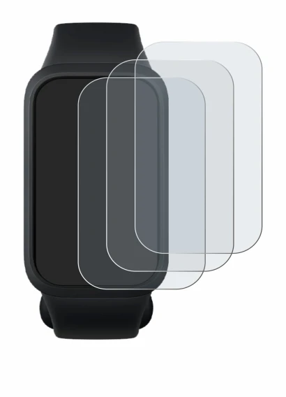 Immagine del dispositivo Xiaomi Smart Band 9 Active con un'ampia varietà di protezioni per lo schermo.