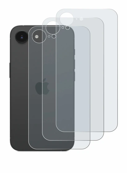 Immagine del dispositivo Apple iPhone 16e (Posteriore) con un'ampia varietà di protezioni per lo schermo.