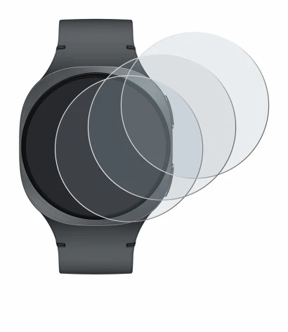 Immagine del dispositivo Samsung Galaxy Watch 8 (40 mm) con un'ampia varietà di protezioni per lo schermo.